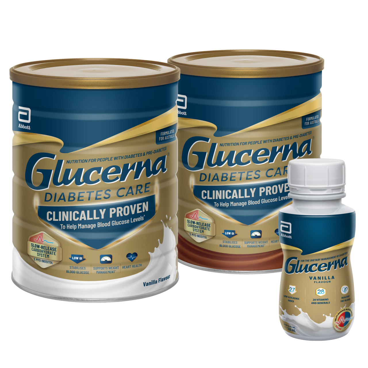 Benefits of Glucerna® - Formulated to support people with diabetes, has 28 essentials vitamins & minerals with a low glycaemic blend.