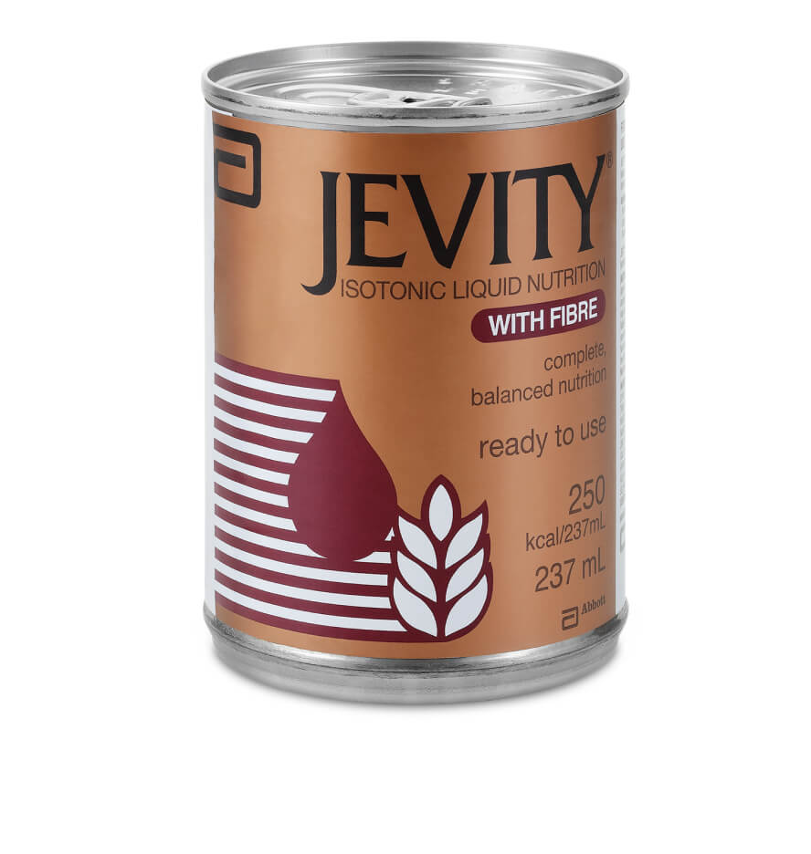 Jevity Can - 1.06 kcal/mL isotonic tube feed enriched with fibre for patients with disease-related malnutrition.