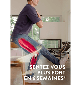 Une jambe est montrée mettant en évidence les muscles du tronc pour montrer la force et la santé musculaire avec la copie Sentez-vous plus fort en 6 semaines