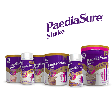 Range of Pediasure Shake products in 400g and 850g across multiple flavours