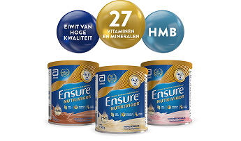 verzameling van smaken in shakes en flessen met 3 bubbels erboven die de belangrijkste ingrediënten van hoogwaardige eiwitten, HMB en 27 vitamines en mineralen benadrukken