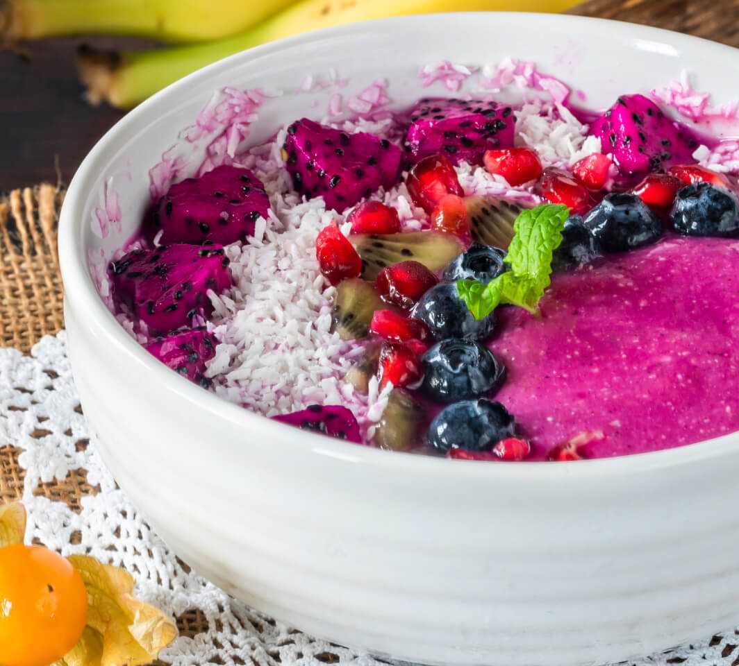 Dragon Fruit and Berries Smoothie Bowl