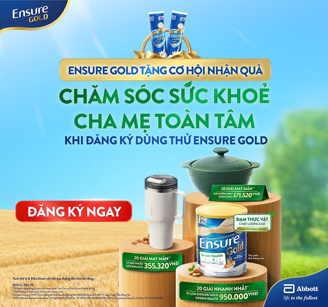 Chăm Sóc Sức Khỏe Vàng, Nhận Ưu Đãi Đặc Biệt Từ Ensure Gold 