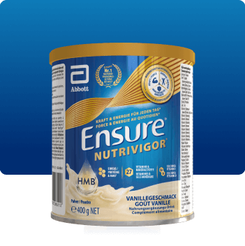 Pack de compléments nutritionnels Ensure à la vanille de 400 g avec un fond bleu