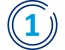 Cercle avec le chiffre 1 pour symboliser l'étape 1 du processus