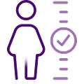 An icon of a child next to a height chart with a tick to show positive growth
