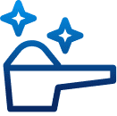 Blue water container icon with two mini sparkles on top of it