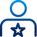 Blue expert person icon