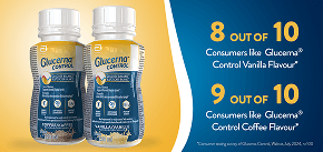 Glucerna® Control bottle next to consumer taste rating