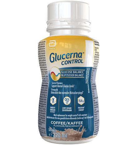 Glucerna® Control[1] Coffee Flavour Shake – Source of Chromium[1], Low Glycaemic Index[3], 15.4 g Protein, and 223 kcal[13]